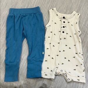Finn + Emma Blue Baby Pants and Bee Romper Bundle